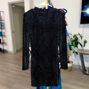 Black sparkly long sleeve dress